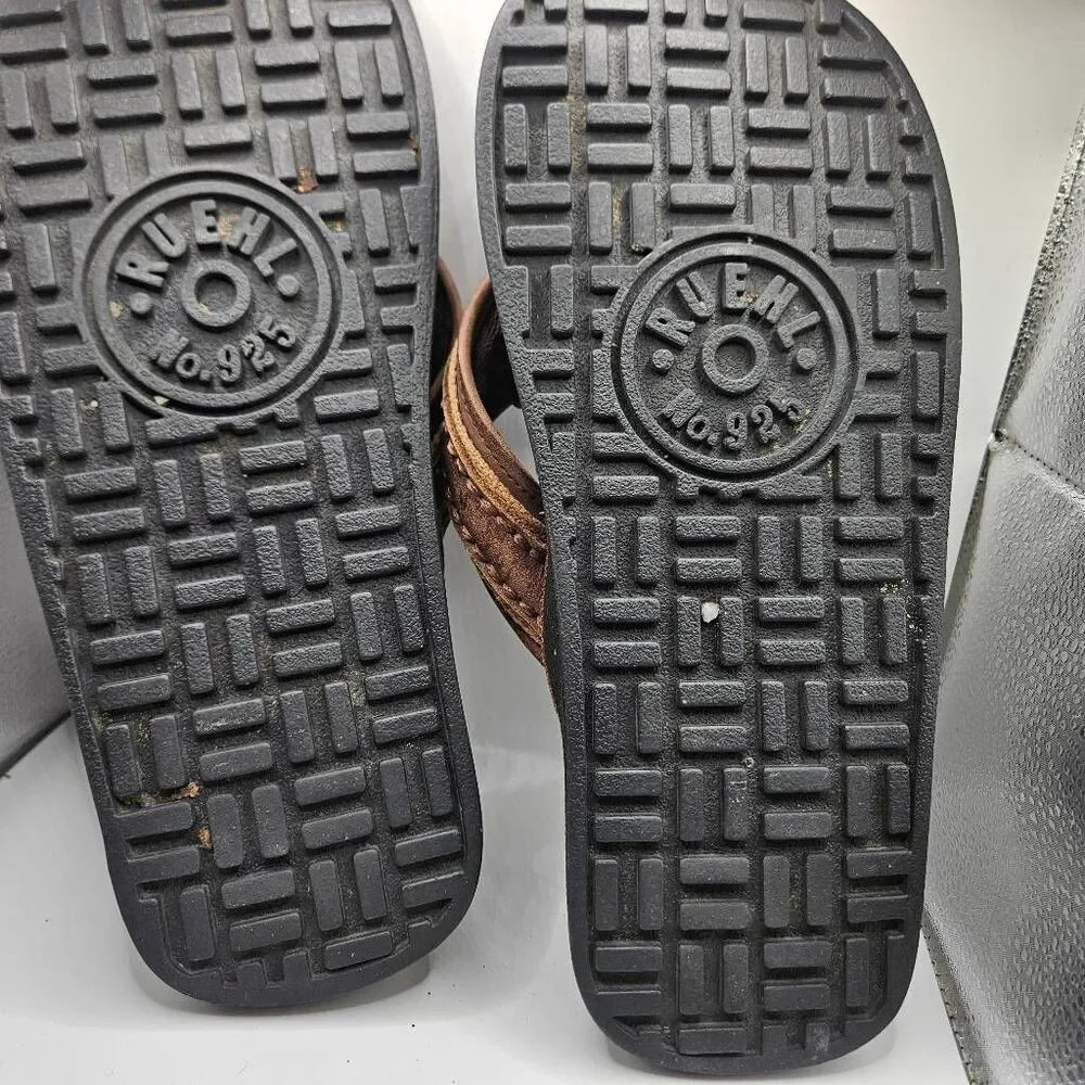 Ruehl925 Rare Olive Green/brown Mens Size 9 Leather Flip Flops